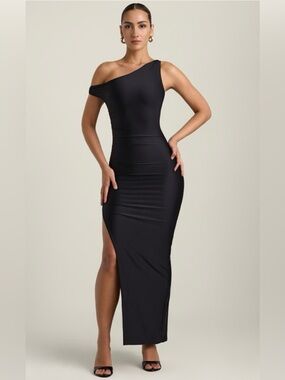 🌺NWT OH POLLY AKEEVA BLACK OFF THE SHOULDER MAXI DRESS US 4🌺